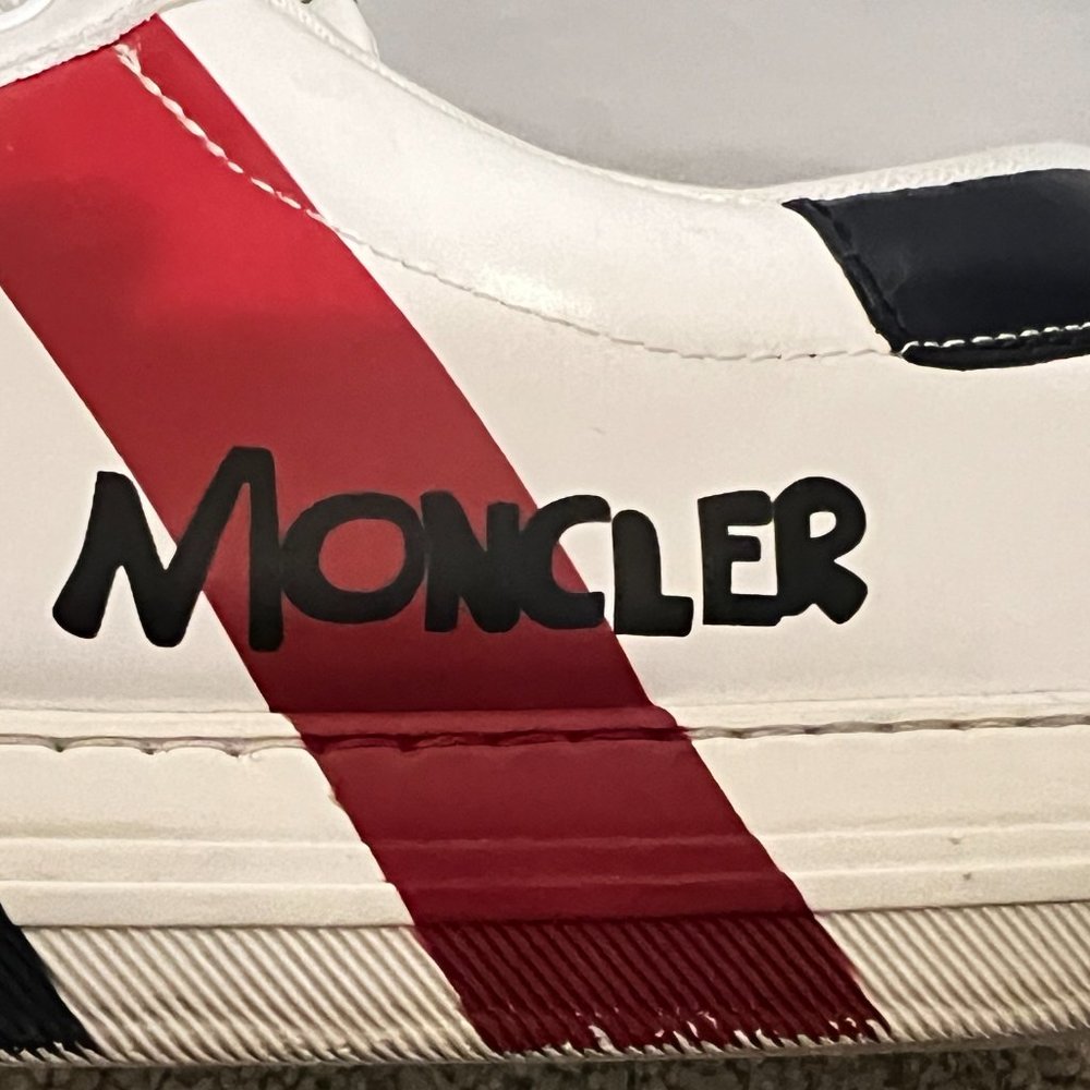 $795 Authentic MONCLER Made in Romania Men's White Leather Low Trainers Sz.43.5 - Picture 7 of 16